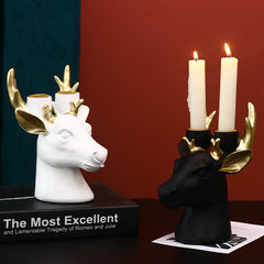 Resin Elk Head Candle Holder