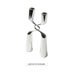 Modern Luxury High-grade Silver Metal Candle Holder Ornaments